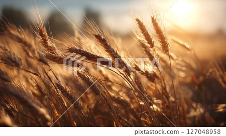 Golden Wheat Field at Sunset Golden Wheat Field at Sunset 127048958