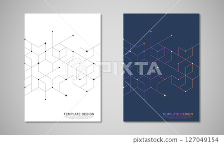 Abstract covers and brochures with geometric backgrounds of polygon shape patterns 127049154