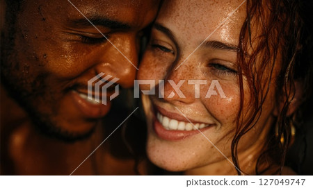 Close Up Portrait of a Happy Couple Smiling 127049747