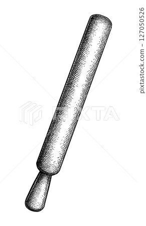 Wooden rolling pin ink sketch 127050526