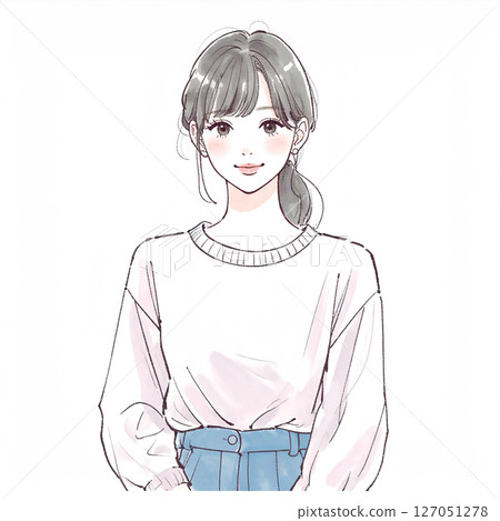 婦女和女孩插畫素材 婦女和女孩插畫素材 127051278