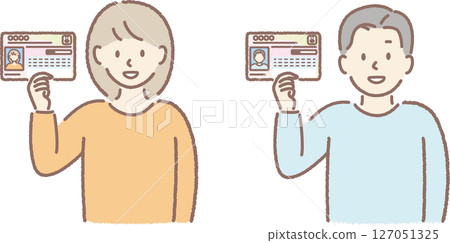 Men and women showing their My Number cards Men and women showing their My Number cards 127051325