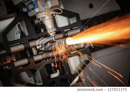 CNC Laser and gas cutting of metal, modern industrial technology. CNC Laser and gas cutting of metal, modern industrial technology. 127051375
