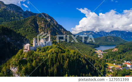 Beautiful natural landscape of the Alps. Forggensee and Schwangau, Germany, Bavaria Beautiful natural landscape of the Alps. Forggensee and Schwangau, Germany, Bavaria 127051399