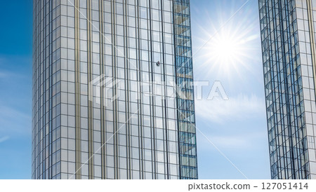 Professional Window cleaners at work. 127051414