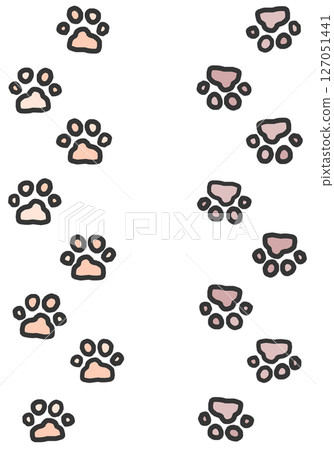 動物和寵物、狗和貓行走爪子的可愛插圖 127051441