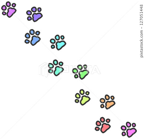 動物和寵物、狗和貓行走爪子的可愛插圖 127051448