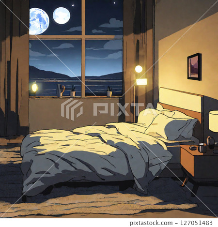 Night view through the window of the otherworldly hotel 127051483