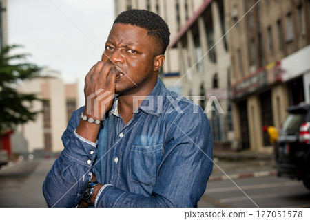 portrait of young african man. 127051578