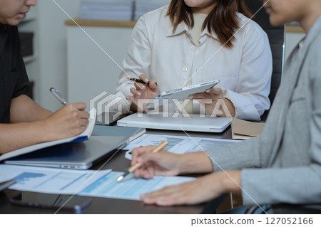 Project manager working and update tasks with milestones progress planning and professional investor working new start up project in the office Project manager working and update tasks with milestones progress planning and professional investor working new start up project in the office 127052166