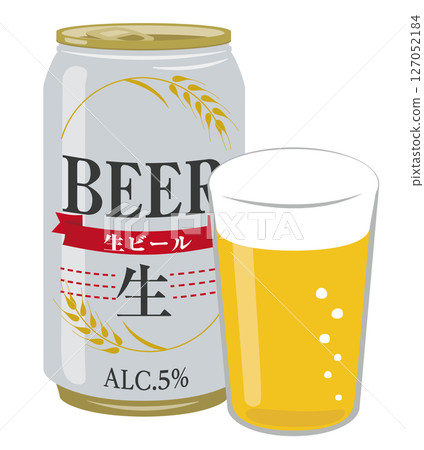 酒精飲料_罐裝啤酒和啤酒杯 127052184