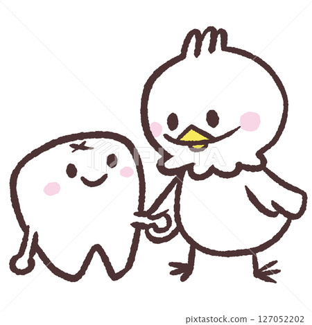 一顆牙齒和一隻白鳥互相注視的插圖 127052202