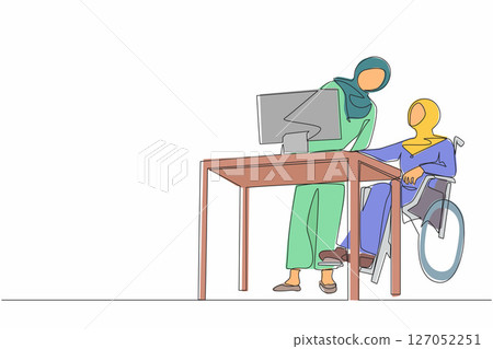 Continuous line drawing Wheelchair part 4 - Arabian Woman-20 [Converted] 127052251