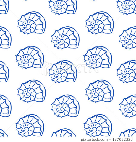 Stylized Nautilus Pattern Design for Textiles, showcasing unique oceanic themes and vibrant colors Stylized Nautilus Pattern Design for Textiles, showcasing unique oceanic themes and vibrant colors 127052323
