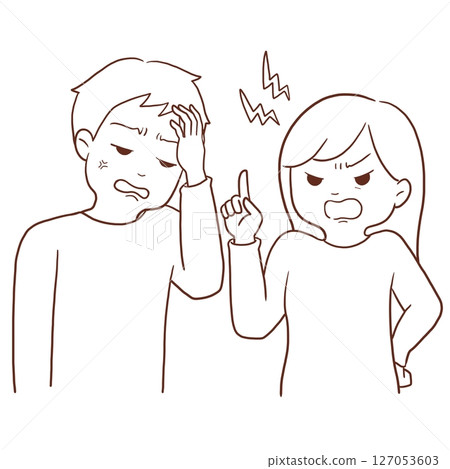 Men and women fighting (line drawing) Men and women fighting (line drawing) 127053603