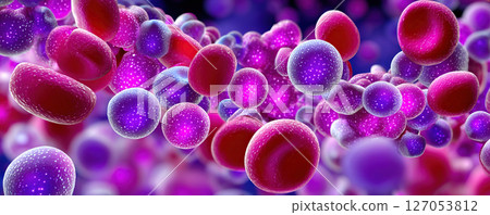 A captivating depiction of cells, displaying vibrant colors and intricate biological details. 127053812