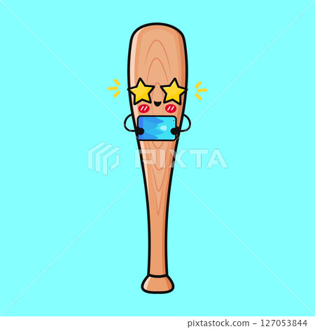 Funny Baseball Bat character using smartphone and wearing star-shaped sunglasses, watching videos and having fun Funny Baseball Bat character using smartphone and wearing star-shaped sunglasses, watching videos and having fun 127053844