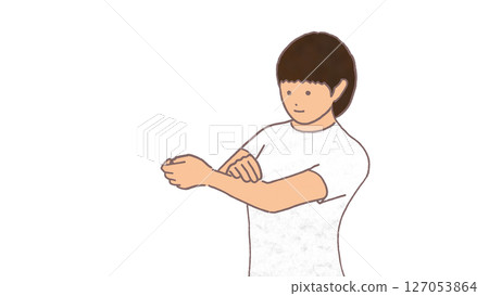 Woman applying sunscreen, upper body Woman applying sunscreen, upper body 127053864