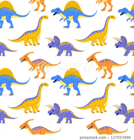 Seamless pattern of colorful dinosaurs 127053990