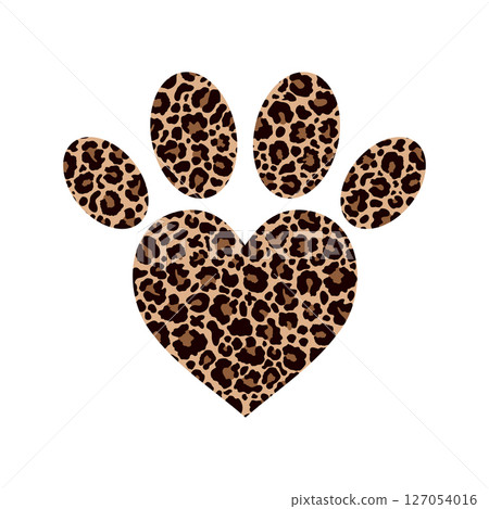 Leopard print paw print like a heart Leopard print paw print like a heart 127054016