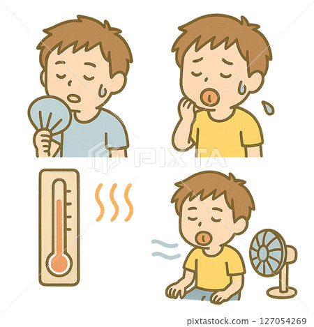 酷熱和中暑的插畫素材 127054269