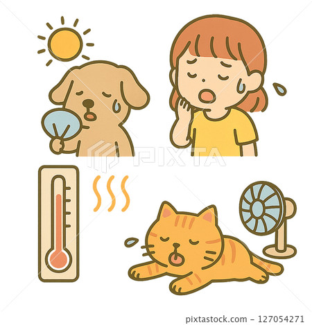酷熱和中暑的插畫素材 酷熱和中暑的插畫素材 127054271