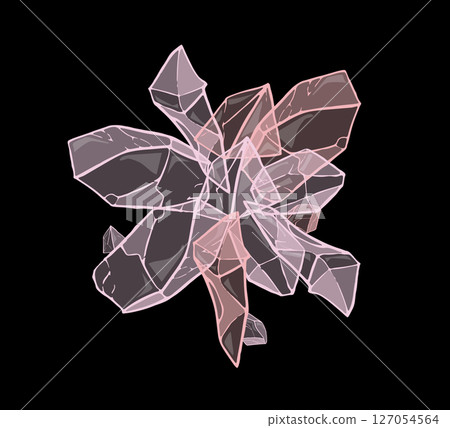 Pink crystal salt growing on black background Pink crystal salt growing on black background 127054564