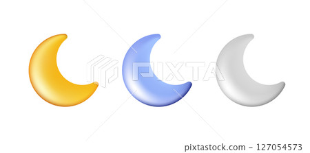 Three Crescent Moons in Gold, Blue, and Silver Colors Three Crescent Moons in Gold, Blue, and Silver Colors 127054573