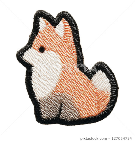 簡單的柴犬風格輪廓刺繡插圖 127054754