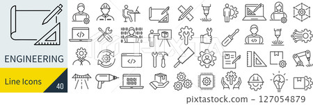 Engineering line icon set Engineering line icon set 127054879