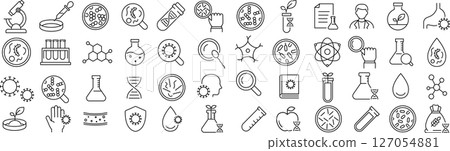 向量單色細胞生物學線圖示集 向量單色細胞生物學線圖示集 127054881