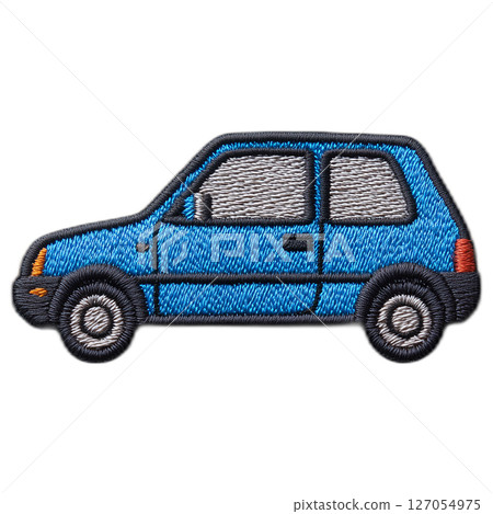 藍色小型汽車刺繡補丁 127054975