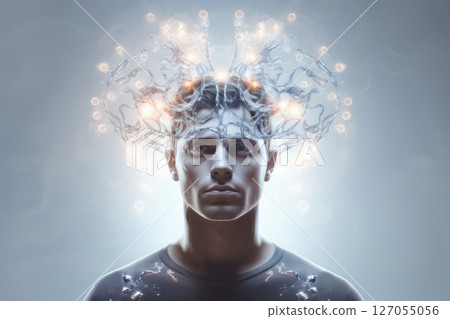 Modern technology of the future, robot on light background Modern technology of the future, robot on light background 127055056