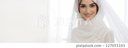 Portrait of an Arab girl bride on a light background Portrait of an Arab girl bride on a light background 127055103