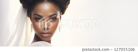 Portrait girl bride on a light background 127055106