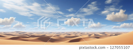 Desert on blue sky background with white clouds 127055107