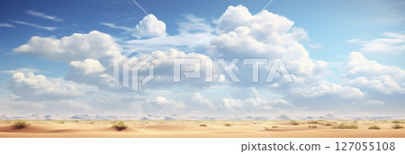 Desert on blue sky background with white clouds 127055108