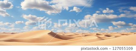 Desert on blue sky background with white clouds 127055109