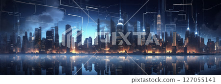 Modern technologies of the future metropolis on a light background 127055141