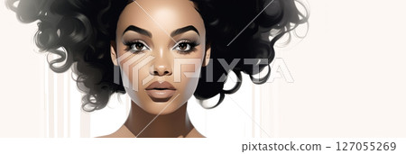 Portrait black girl in beauty salon on a light background Portrait black girl in beauty salon on a light background 127055269