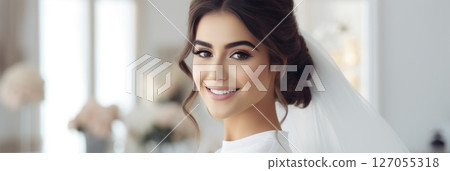 Portrait of an Arab girl bride on a light background Portrait of an Arab girl bride on a light background 127055318