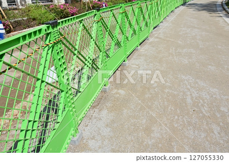 Plastic fencing at a construction site 127055330