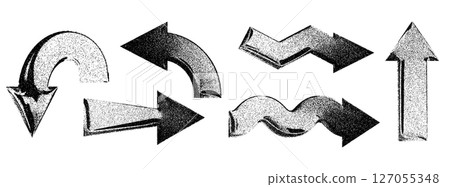 Collection of grunge arrows pointing in various directions Collection of grunge arrows pointing in various directions 127055348