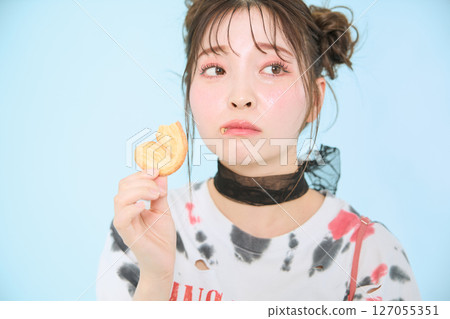 A young woman dressed in pop fashion A young woman dressed in pop fashion 127055351