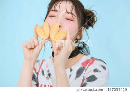 A young woman dressed in pop fashion A young woman dressed in pop fashion 127055419