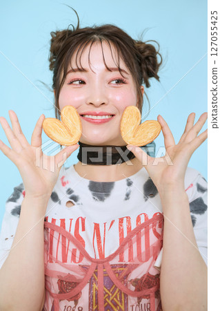 A young woman dressed in pop fashion A young woman dressed in pop fashion 127055425