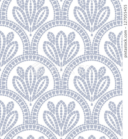 Seamless repeating pattern of stylized mosaic flowers  127055455