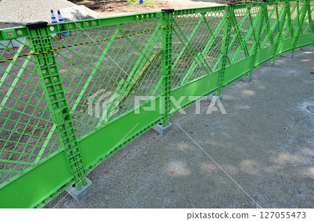 Plastic fencing at a construction site 127055473