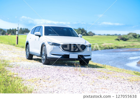 White SUV type car White SUV type car 127055638