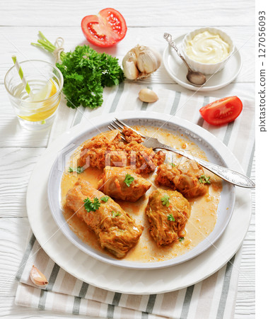 cabbage rolls with quinoa and ground meat filling cabbage rolls with quinoa and ground meat filling 127056093